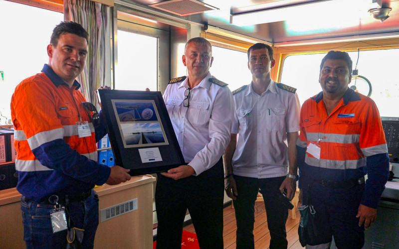 Commemorative plaque to the Master and Crew of MV PAFSANIAS to mark her Maiden Voyage
